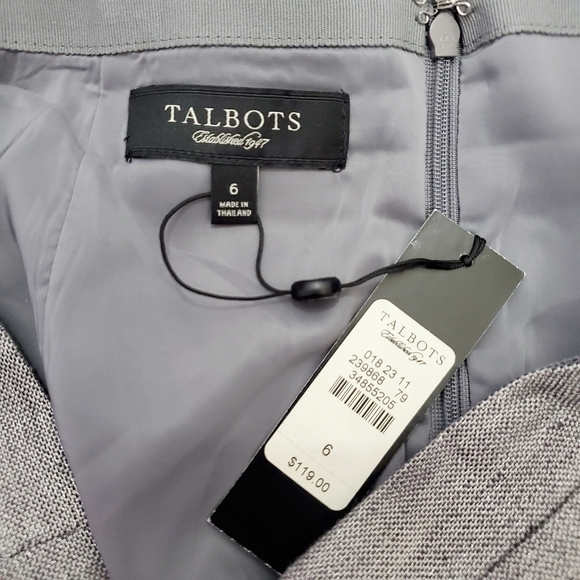 Talbots | Gray Metallic Linen A-Line Pleated Skirt - Picture 5 of 6
